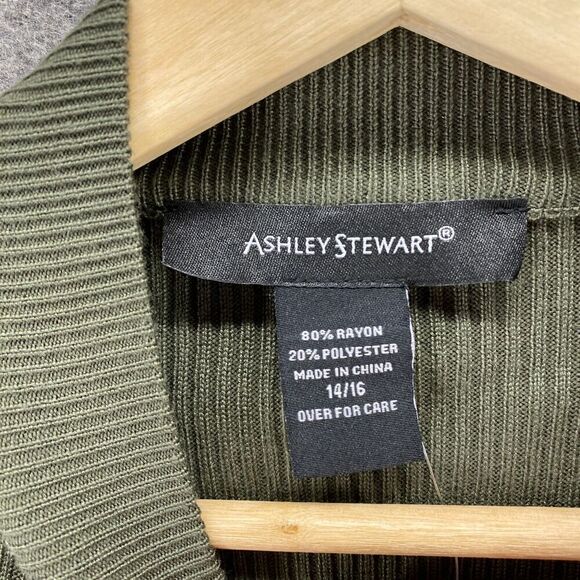 New Ashley Stewart Cropped Top Women 14/16 Gray High Neck Long Sleeve Rayon - Picture 5 of 9